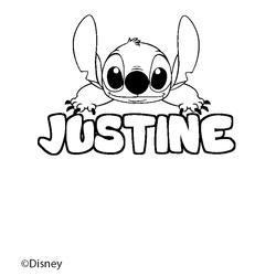 Coloraci&oacute;n del nombre JUSTINE - decorado Stitch