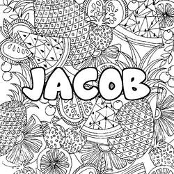 Coloraci&oacute;n del nombre JACOB - decorado mandala de frutas