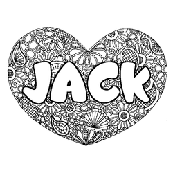 Coloraci&oacute;n del nombre JACK - decorado mandala de coraz&oacute;n