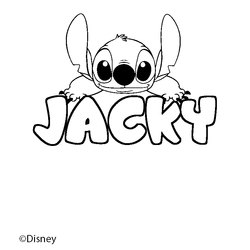 Coloraci&oacute;n del nombre JACKY - decorado Stitch