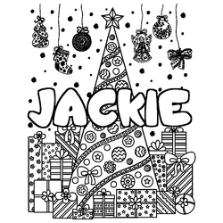 Coloraci&oacute;n del nombre JACKIE - decorado &aacute;rbol de Navidad y regalos