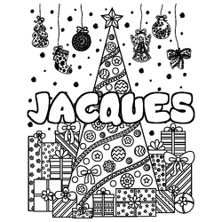 Coloraci&oacute;n del nombre JACQUES - decorado &aacute;rbol de Navidad y regalos