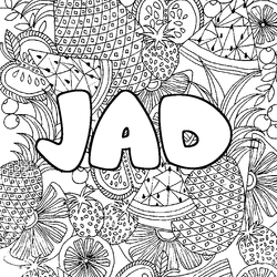 Coloraci&oacute;n del nombre JAD - decorado mandala de frutas