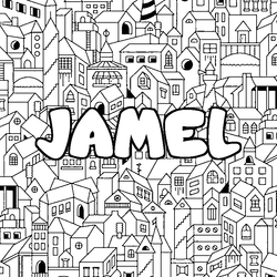 Coloraci&oacute;n del nombre JAMEL - decorado ciudad