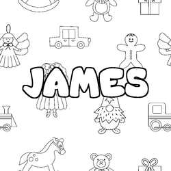 Coloraci&oacute;n del nombre JAMES - decorado juguetes