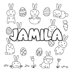 Coloraci&oacute;n del nombre JAMILA - decorado Pascua