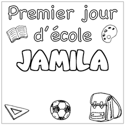 Coloraci&oacute;n del nombre JAMILA - decorado primer d&iacute;a de escuela