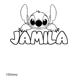 Coloraci&oacute;n del nombre JAMILA - decorado Stitch