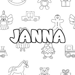Coloraci&oacute;n del nombre JANNA - decorado juguetes