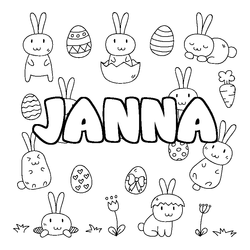 Coloraci&oacute;n del nombre JANNA - decorado Pascua