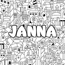 Coloraci&oacute;n del nombre JANNA - decorado ciudad
