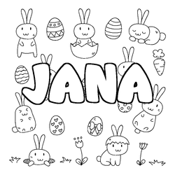 Coloraci&oacute;n del nombre JANA - decorado Pascua