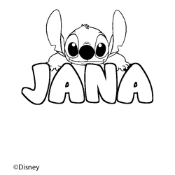 Coloraci&oacute;n del nombre JANA - decorado Stitch