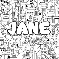 Coloraci&oacute;n del nombre JANE - decorado ciudad