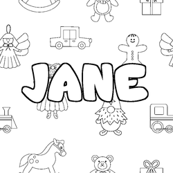 Coloraci&oacute;n del nombre JANE - decorado juguetes