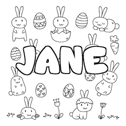 Coloraci&oacute;n del nombre JANE - decorado Pascua