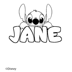 Coloraci&oacute;n del nombre JANE - decorado Stitch