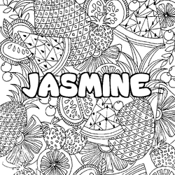 Coloraci&oacute;n del nombre JASMINE - decorado mandala de frutas
