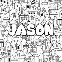 Coloraci&oacute;n del nombre JASON - decorado ciudad
