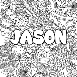Coloraci&oacute;n del nombre JASON - decorado mandala de frutas