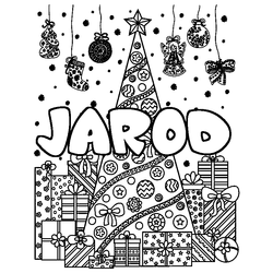 Coloraci&oacute;n del nombre JAROD - decorado &aacute;rbol de Navidad y regalos