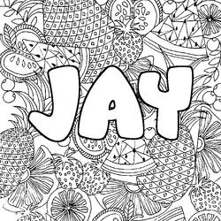 Coloraci&oacute;n del nombre JAY - decorado mandala de frutas