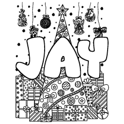 Coloraci&oacute;n del nombre JAY - decorado &aacute;rbol de Navidad y regalos