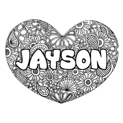 Coloraci&oacute;n del nombre JAYSON - decorado mandala de coraz&oacute;n