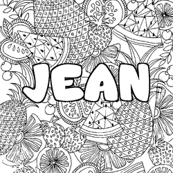 Coloraci&oacute;n del nombre JEAN - decorado mandala de frutas