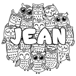Coloraci&oacute;n del nombre JEAN - decorado b&uacute;hos