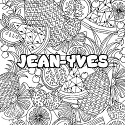 Coloraci&oacute;n del nombre JEAN-YVES - decorado mandala de frutas
