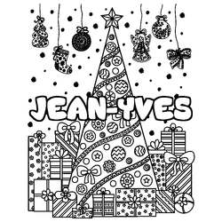 Coloraci&oacute;n del nombre JEAN-YVES - decorado &aacute;rbol de Navidad y regalos
