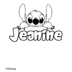 Coloraci&oacute;n del nombre Jeanine - decorado Stitch