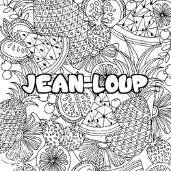 Coloraci&oacute;n del nombre JEAN-LOUP - decorado mandala de frutas