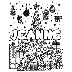 Coloraci&oacute;n del nombre JEANNE - decorado &aacute;rbol de Navidad y regalos