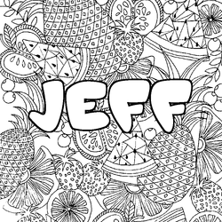 Coloraci&oacute;n del nombre JEFF - decorado mandala de frutas