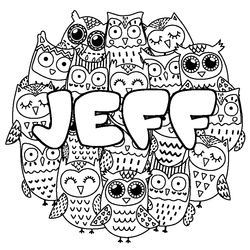 Coloraci&oacute;n del nombre JEFF - decorado b&uacute;hos