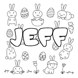 Coloraci&oacute;n del nombre JEFF - decorado Pascua
