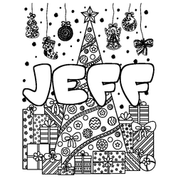 Coloraci&oacute;n del nombre JEFF - decorado &aacute;rbol de Navidad y regalos