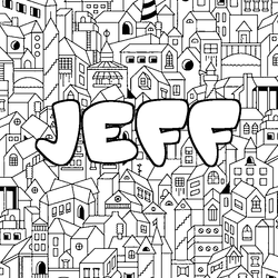 Coloraci&oacute;n del nombre JEFF - decorado ciudad