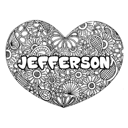Coloraci&oacute;n del nombre JEFFERSON - decorado mandala de coraz&oacute;n