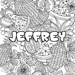 Coloraci&oacute;n del nombre JEFFREY - decorado mandala de frutas