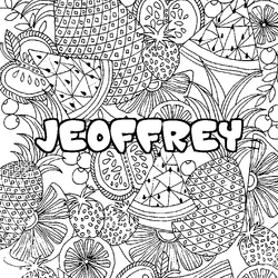 Coloraci&oacute;n del nombre JEOFFREY - decorado mandala de frutas