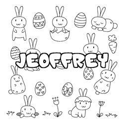 Coloraci&oacute;n del nombre JEOFFREY - decorado Pascua