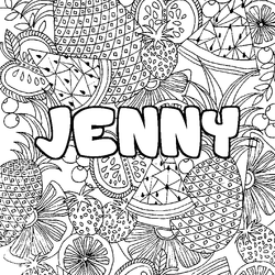 Coloraci&oacute;n del nombre JENNY - decorado mandala de frutas