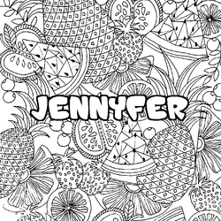 Coloraci&oacute;n del nombre JENNYFER - decorado mandala de frutas