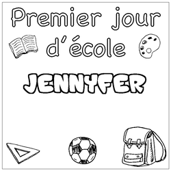 Coloraci&oacute;n del nombre JENNYFER - decorado primer d&iacute;a de escuela