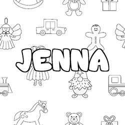 Coloraci&oacute;n del nombre JENNA - decorado juguetes
