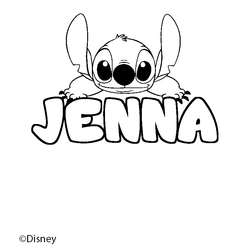 Coloraci&oacute;n del nombre JENNA - decorado Stitch
