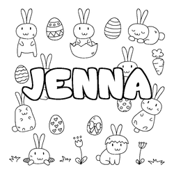 Coloraci&oacute;n del nombre JENNA - decorado Pascua
